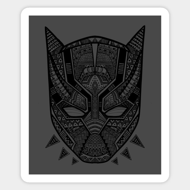 Black Panther Tribal Mask Sticker by Art of Chris Thompson